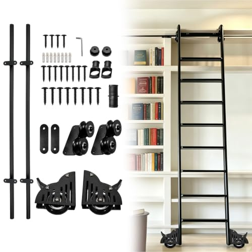 Hardware scorrevole della scala della biblioteca di 6.6FT, insieme completo della biblioteca della scala di rotolamento