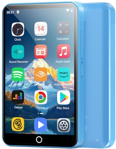80GB MP3 Player with Bluetooth and WiFi, Oilsky 4.0 IPS Touch Screen MP3 Player with Speaker, Music Player with Spotify, Audible, Amazon Music, MP4 Android Music Player Up to 512GB (Blue)