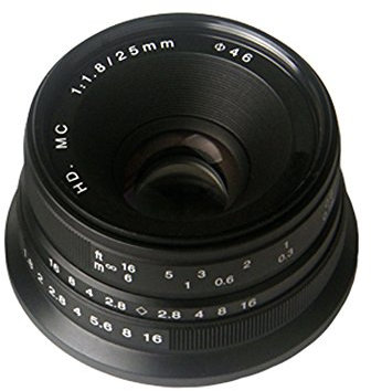 Yunchenghe Camera 25mm F / 1.8 Obiettivo macro, obiettivo Focus manuale, per Fujifilm Fuji Camera Mount FX - Nero