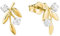 Amor Ohrstecker Damen Ohrschmuck, mit Zirkonia synth, 1,1 cm, Gold, Blatt, Kommt in Schmuck Geschenk Box, 2020250