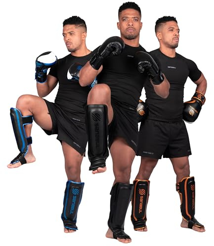 Sanabul Essential Hook and Loop Shinguards - Black