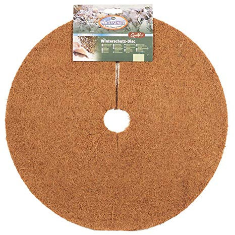 AFP Kokos-Abdeckscheibe Winterschutz Pflanzen, Natur, Ø 45cm / Frostschutz Kübelpflanzen/Verdunstungsschutz Topfpflanzen/Mulchscheibe Garten / 2 Jutesäckchen gratis