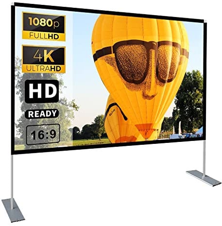 Projector Screen with Stand 100 inch 16:9 HD 4K Outdoor Projector Screen for Home Theater 3D Fast-Folding Portable Projection Screen Indoor Legs and Carry Bag Projector Movie Screen Wrinkle-Free
