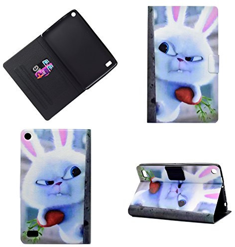 Tableta Kindle Fire 7 (9ª generación, versión 2019) Estuche Delgado de Cuero de PU de la PU con activación/suspensión automática para la Tableta Amazon Fire 7 (7ª generación versión 2017)-Coneja