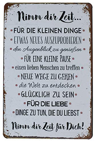 Hioni Nimm Dir Zeit Für Die Kleinen Dinge Vintage Blechschild Poster Wandschild Wand Dekoration Metallschild Türschild