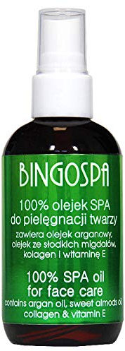 BINGOSPA Gesichtsöl mit Arganöl, Süßmandelöl, Kollagen und Vitamin E fur Hautbefeuchtung, Feuchtigkeitspflege, gegen Irratationen und Falten - 100ml - 100 ml