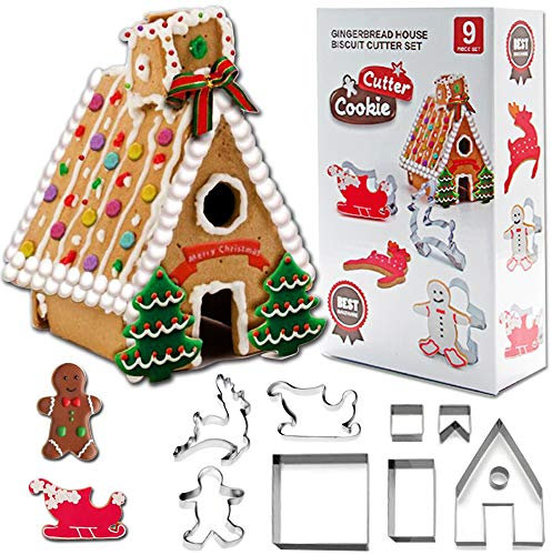 Beetop 3D Ausstechformen Edelstahl DIY Weihnachten Ausstecher Set für Keks Backen Fondant Plätzchen Tortendekorationen (Haus)