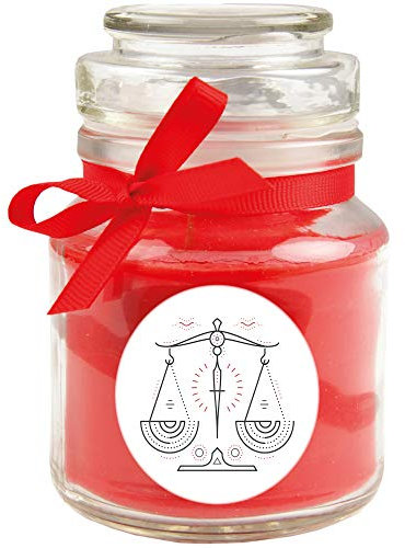 HS Candle Sternzeichen Duftkerze Rose im Bonbonglas (Waage) - viele Motive zur Auswahl, 120g - Brenndauer bis zu 30 Std - Libra