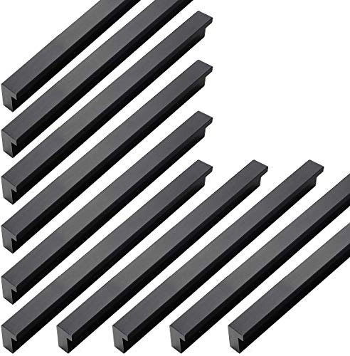 Qrity 20 Armario de aluminio moderno Armario Tirador de puerta Tiradores para muebles Tiradores, Centro de agujero 128 mm, Negro