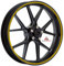 Autodomy Felgenrandaufkleber Komplettset für 2 Räder von 15 bis 19 Zoll Felgen Motorrad Auto Circular Sport Design (Gold, Breite 10 mm)