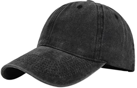 YULOONG Vintage Baseball Cap Basic Solid Color Washed Denim Trucker Cap 100% Baumwolle Sonnenhut für Männer Frauen Verstellbar Schwarz