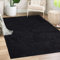 payé Teppich Wohnzimmer Hochflor Shaggy - 200x200cm - Schwarz Einfarbig Uni Flauschig Modern Boho Deko Teppiche Weich Schlafzimmer