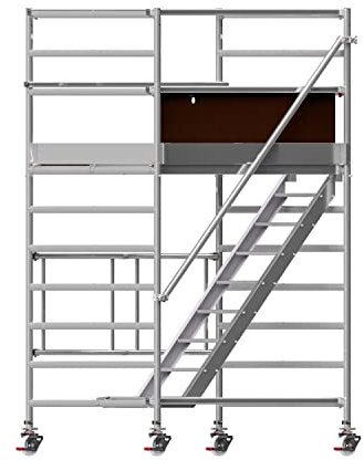 Profigerüst: ALTEC AluKlik® 2.0 400 Treppengerüst, Arbeitshöhe 4m | TÜV | Made in Germany | inkl. 25cm höhenverst. Ø150mm Rollen, Alu Gerüst Rollgerüst Fahrgerüst Baugerüst Faltgerüst