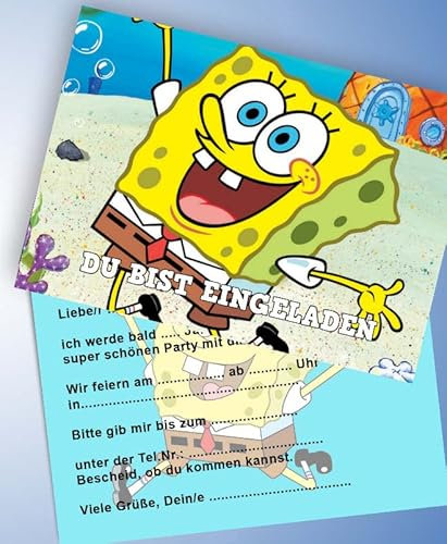 ich 12 Einladungskarten & 12 Umschläge für Geburtstag Partys und Kindergeburtstag Spongebob Nr. 1