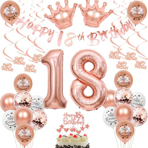 18 Jahr Geburtstag Mädchen Deko 18. Geburtstag Mädchen Rosegold Tortendeko 18 Luftballon 18 Jahr Mädchen 18 Geburtstagsdeko Rosegold 18 Dekoration