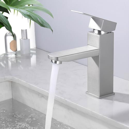 HOMELODY E02023001 - Grifo monomando para lavabo (acero inoxidable, cepillado)