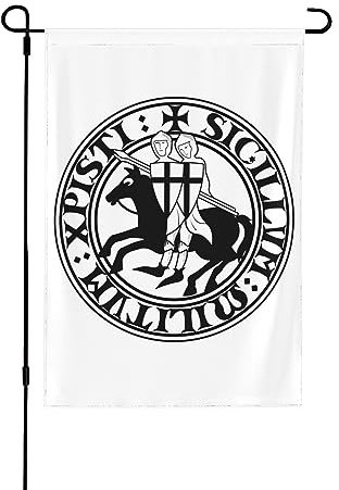 Bandera de jardín de doble cara para exteriores, impresión de dos templarios de caballero vikingo cruzado, decoración del hogar, patio, césped, banderas colgantes de 28 x 40 pulgadas (70 x 100 cm)