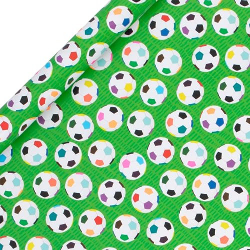 Glick Geschenkpapier für Geburtstagsgeschenke, Fußball-Design, 2 m x 70 cm
