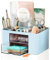 Cayxenful Desk Organiser 2 Drawers, Multifunctional Plastic Stationary Organiser,5 Compartments Storage Holder Stationery Supplies Organizer, Aesthetic Pencil Cup Pot For Office, School, Home(Blue)
