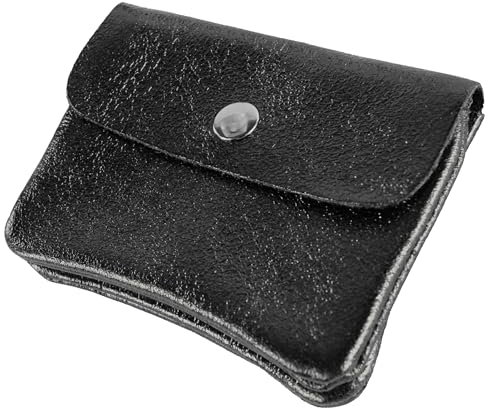 modamoda de P09 Damen Münzgeldbörse Geldbörse Portemonnaie Klein Leder Made in Italy P09, Farbe:Schwarz-Metallic