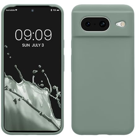kwmobile Carcasa Compatible con Google Pixel 8 Funda - Case TPU y Silicona antigolpes - Apto Carga inalámbrica - Verde Ahumado