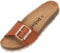 Palado Pantoletten Damen Malta EGS Matt Premium Leather - elegante Sandalen Made in Spain - bequeme Hausschuhe mit Kork-Fußbett - modische Sommerschuhe Braun UK4,5 - EU37