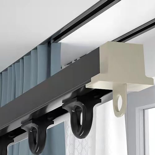 Versteckte Aluminium-Vorhangschiene, 1-5m, Schwarz, Weiß, Deckenvorhangschiene, Eingebaute Raumteiler-Schiebeschiene, Klimaanlage Wind-blockierende Vorhangstange(Size:1.5m/4.9ft,Color:Schwarz)