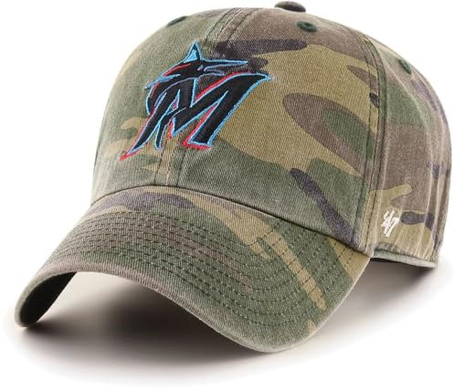 47 MLB Mütze, Unisex, für Erwachsene, Tarnmuster, verstellbar, Einheitsgröße, Miami Marlins, Einheitsgröße