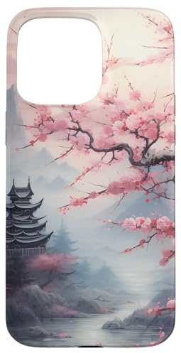 Japan Landschaft Kirschblüten Hülle für iPhone 15 Pro Max