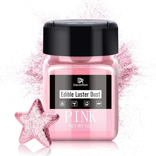Essbarer Glitzer - 30g Essbarer Glitzerstaub Glitzerpulver für Getränke, Kuchen, Backen - Metallisch Pulver Lebensmittelfarbe Staubpulver zum Dekorieren von Lebensmittel, Cocktail, Keksen (Rosa)