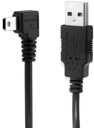 NFHK Cavo dati da mini USB tipo B maschio a 5 pin ad angolo sinistro di 90 gradi a USB 2.0 maschio, 5 metri, con nucleo in ferrite EMI