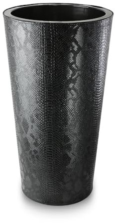 Septe Maison Deluxe Vaso da Arredamento Interno in Eco-Pelle - Vaso da Fiori Made in Italy Artigianale con Design Moderno e Unico Ø 33 cm x H 61 cm (Pelle sintetica, Intreccio)
