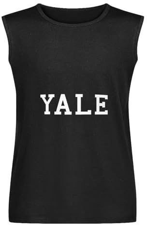 Yale University Cotton Men Sleeveless T-Shirt Printed Vest Tank Black Tee Top M