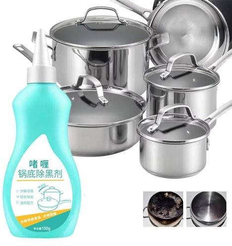 Magic Gel Cleaner for Pots and Pans,Black Pot Bottom Cleaning Gel,Pot Gel Cleaner for Burned Bottoms,Kitchen Rust Remover Polishing Cleaner,Cleaning Effortless for Burned Bottoms Stubborn Stains