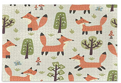 IGHSNZUH 1000-Teiliges Puzzle, Waldtier-Fuchs-Muster-Puzzle, Lustiges Spielzeug-Familienspiel Für Pädagogisches, Intellektuelles Dekomprimieren/Mehrfarbig/1000 Stück