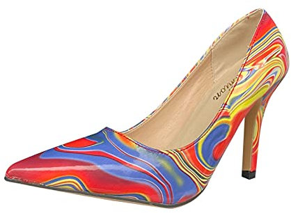 Mumuj Mode Bunte Pointed Scrawl Stiletto High Platform Heels für Damen Party Abend Tanz Drag Queen Schuhe Heels Wide Fit Sandalen Heels (Rot, 40)