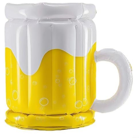 Glacière gonflable jaune + blanche, parfaite pour les décorations de piscine d'été