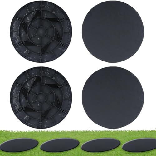 4 Stück Trittsteine Für Garten, Harz Trittplatten Für Garten, Gehwegplatten Garten Mit Erdspießen, Stepping Stones