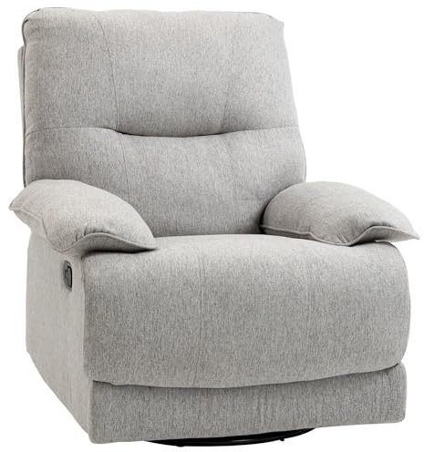 HOMCOM Poltrona Relax Reclinabile 150° max con Poggiapiedi, Poltrona Imbottita in Tessuto Effetto Lino e Multistrato, 89x98x101 cm, Grigio Chiaro