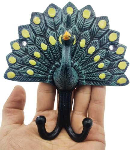 Vintage Gusseisen-Pfauen-Wand-Kleiderhaken, robuste Vogel-Kleiderhaken, Bauernhaus-Wandmontage, Hängeregal für Schal, Tasche, Handtuch, Schlüssel, Kappe