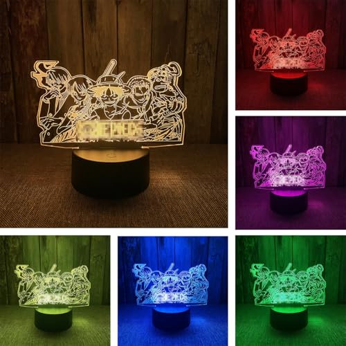 BIRBANN Lampara One Piece, Luz De Noche Para Niños, Touch Smart 7 Colores Led Bedside Mood Light, Regalo De Cumpleaños Para Niños Y Niñas