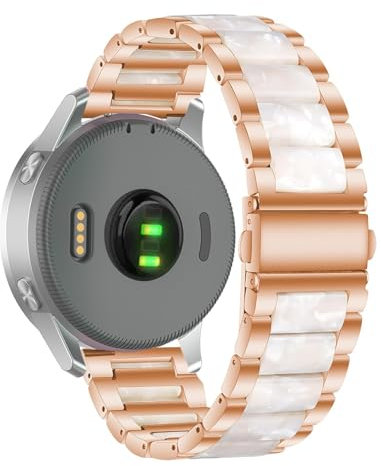 ahayo Bracelet pour femme de 18 mm pour Garmin Vivoactive 4S / Venu 3S / Venu 2S - Alliage de zinc avec résine scintillante - Bracelet de montre léger pour Forerunner 255s/265s, 18mm
