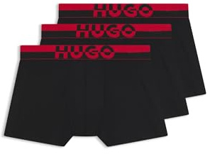 HUGO Herren Trunk TR. Split Logo Dreierpack eng anliegende Boxershorts mit kurzem Bein und Split-Logo am Bund