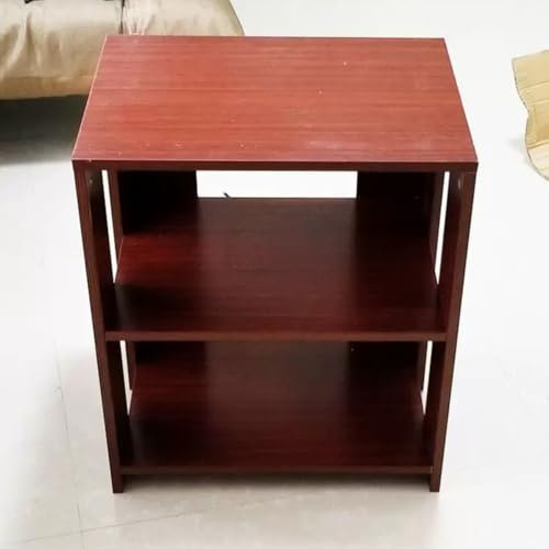 Audio-Stereoständer, Holz-Medienständer, 3-/4-stufiger Medienkomponentenschrank, multifunktionaler Audio-Turm, HiFi-Rack, Eckregal, offener Medienaufbewahrungsschrank, Lagerregal (Teakholz, 3 Ebenen