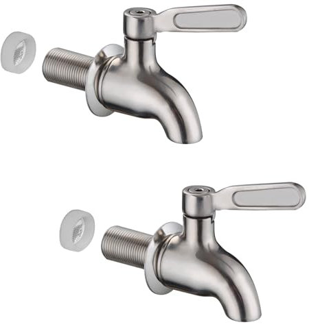 sumerain Ersatz-Zapfhahn für Getränkespender, SUS304 Edelstahl, Zapfhahn für Wasserspender, bleifreier Trinkeimer-Zapfhahn, Wasserkühler-Zapfen-Ersatz (2 Stück)