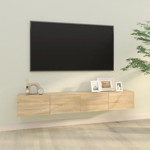 Canditree 2pcs TV-Schrank Hängend mit 4 Türen, 200 cm TV-Hängeschrank TV Lowboard hängend für Wohnzimmer (Sonoma-Eiche)
