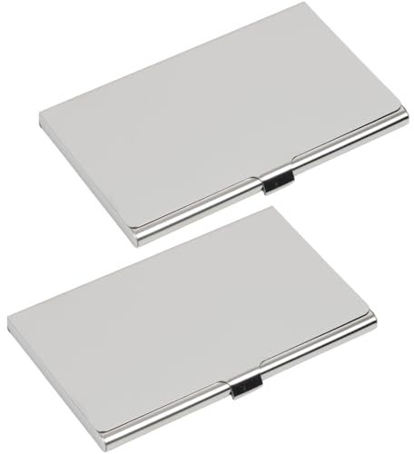 JIADEXIN Visitenkartenetui aus Metall für Damen und Herren - 2 Stück Edelstahl Visitenkarten Etuis, Superleichter Visitenkartenhalter Visitenkartenbox Kartenetui für Aufbewahrung Ihrer Karten