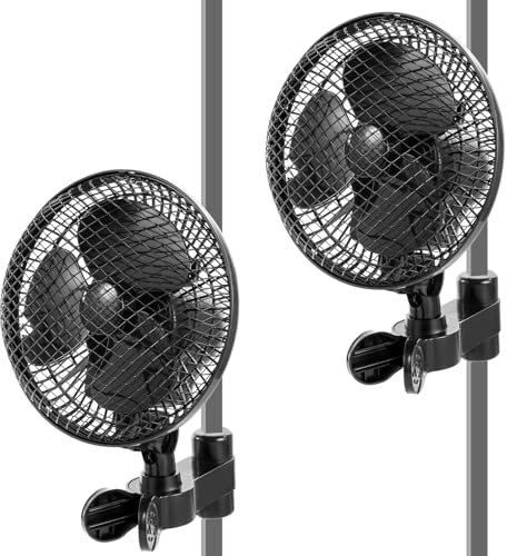 Grow Ventilator mit Clip 20W, Oszillierend Leise Klein for Growzelt, 2 Geschwindigkeitsstufen, Grow Ventilator Oszillierend Klemmbar mini Fan für Growzelt, Zuhause im Schlafzimmer 2-Stück
