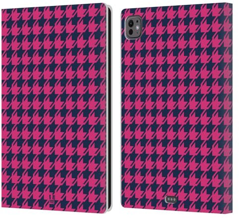 Head Case Designs Rose Et Bleu Motifs À Pied-De-Poules Étui Portefeuille en Cuir Compatible avec Apple iPad Pro 11 M4/M5 2024/2025