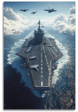 XYSXYCP Leinwandbild, Militärposter, mächtiger Flugzeugträger, modernes Wohnzimmer, Schlafzimmer, Dekoration, 60 x 90 cm